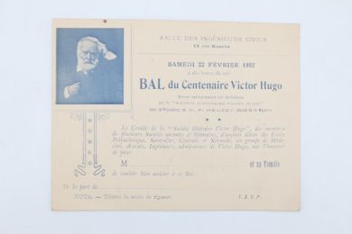 HUGO : Carton d'invitation au bal du centenaire de Victor Hugo - Edition Originale - Edition-Originale.com