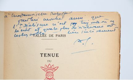 LEBEY : Vallée de Paris - Grand chapitre - Tenue du 16 Septembre 1924 - Discours du F:.André Lebey - Autographe, Edition Originale - Edition-Originale.com