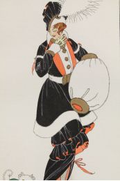 Costumes parisiens. Robe de charmeuse garnie de zibeline et d'hermine. Gilet d'hermine. Souliers clergyman (pl.128, Journal des Dames et des Modes, 1913 n°57) - Erste Ausgabe - Edition-Originale.com