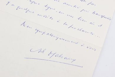 MALRAUX : Lettre autographe datée et signée à André Parinaud le remerciant pour sa critique favorable : 