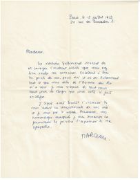 MARCEAU : Lettre autographe signée datée du 15 juillet 1953 - Signed book, First edition - Edition-Originale.com