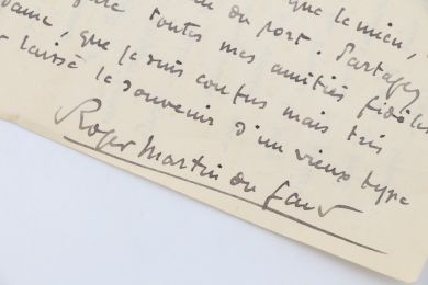 MARTIN DU GARD : Lettre autographe signée adressée à son amie Alice Rim clamant tout son bonheur de jouir seul d'un Cassis vidé de ses vacanciers et hôteliers  : 