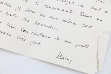 MATHEWS : Lettre autographe signée Harry adressé à son amie Claude Arthaud lui déclamant tout son désespoir d'être séparé d'elle - Signed book, First edition - Edition-Originale.com