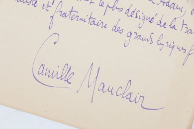 MAUCLAIR : Manuscrit autographe signé intitulé 