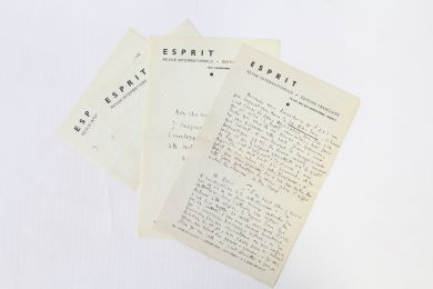 MOUNIER : Trois lettres autographes signées d'Emmanuel Mounier - Signed book, First edition - Edition-Originale.com