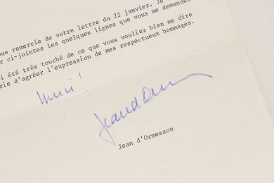 ORMESSON : Lettre dactylographiée et signée de Jean d'Ormesson à Martine Rubin - Signiert, Erste Ausgabe - Edition-Originale.com