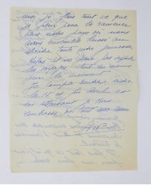 POPESCO : Lettre autographe signée Elvire et adressée à ses amis Alice et Carlo Rim à propos de l'état de santé précaire de son ami et longtemps amant Louis Verneuil alors en exil aux Etats-Unis : 