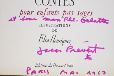 PREVERT : Contes pour enfants pas sages - Signiert, Erste Ausgabe - Edition-Originale.com