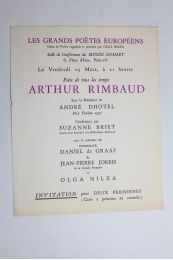 RIMBAUD : Carton d'invitation pour le gala de poésie organisé par Olga Nilza concernant Arthur Rimbaud - Prima edizione - Edition-Originale.com