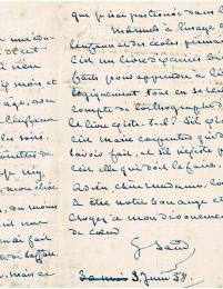 SAND : Lettre autographe signée adressée à Stéphanie Geoffroy-Saint-Hilaire : de l'émancipation féminine par l'éducation : 