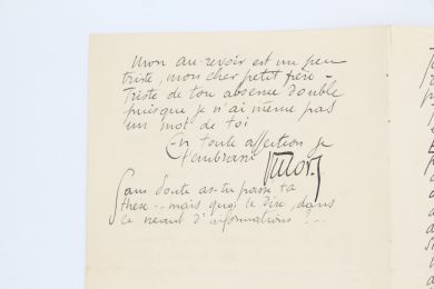 SEGALEN : Double lettre autographe signée adressée à Emile Mignard et agrémentée d'un petit dessin représentant l'horizon des Pomotou : 