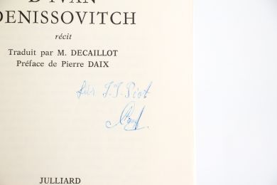 SOLJENITSYNE : Une journée d'Ivan Denissovitch - Autographe - Edition-Originale.com