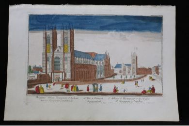 Vue d'optique - L'Abbaye de Westminster et de l'Eglise Sainte Marguerite à Londres - Prima edizione - Edition-Originale.com
