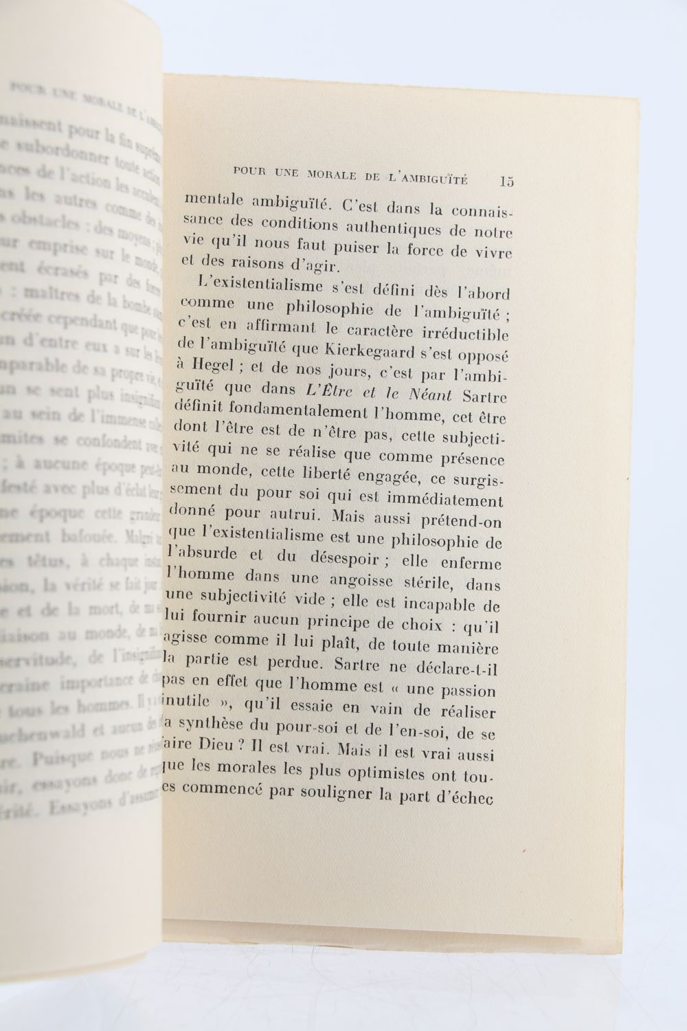 BEAUVOIR : Pour une morale de l'ambiguité - First edition - Edition ...