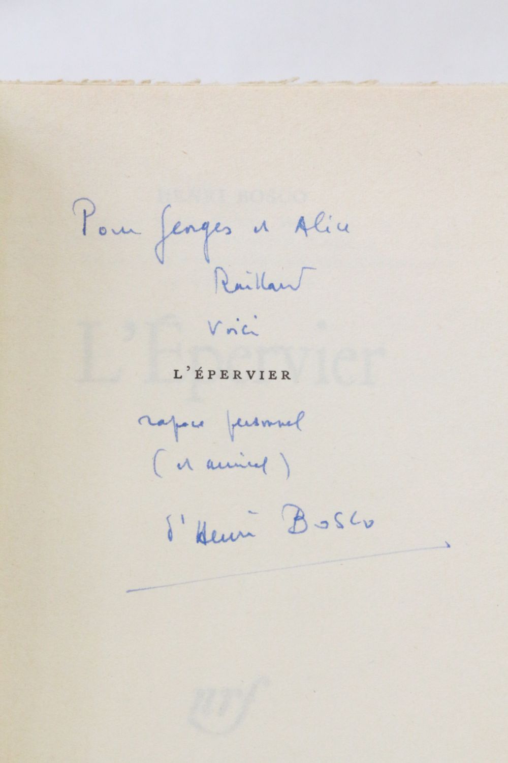 BOSCO : L'épervier - Signed book, First edition - Edition-Originale.com