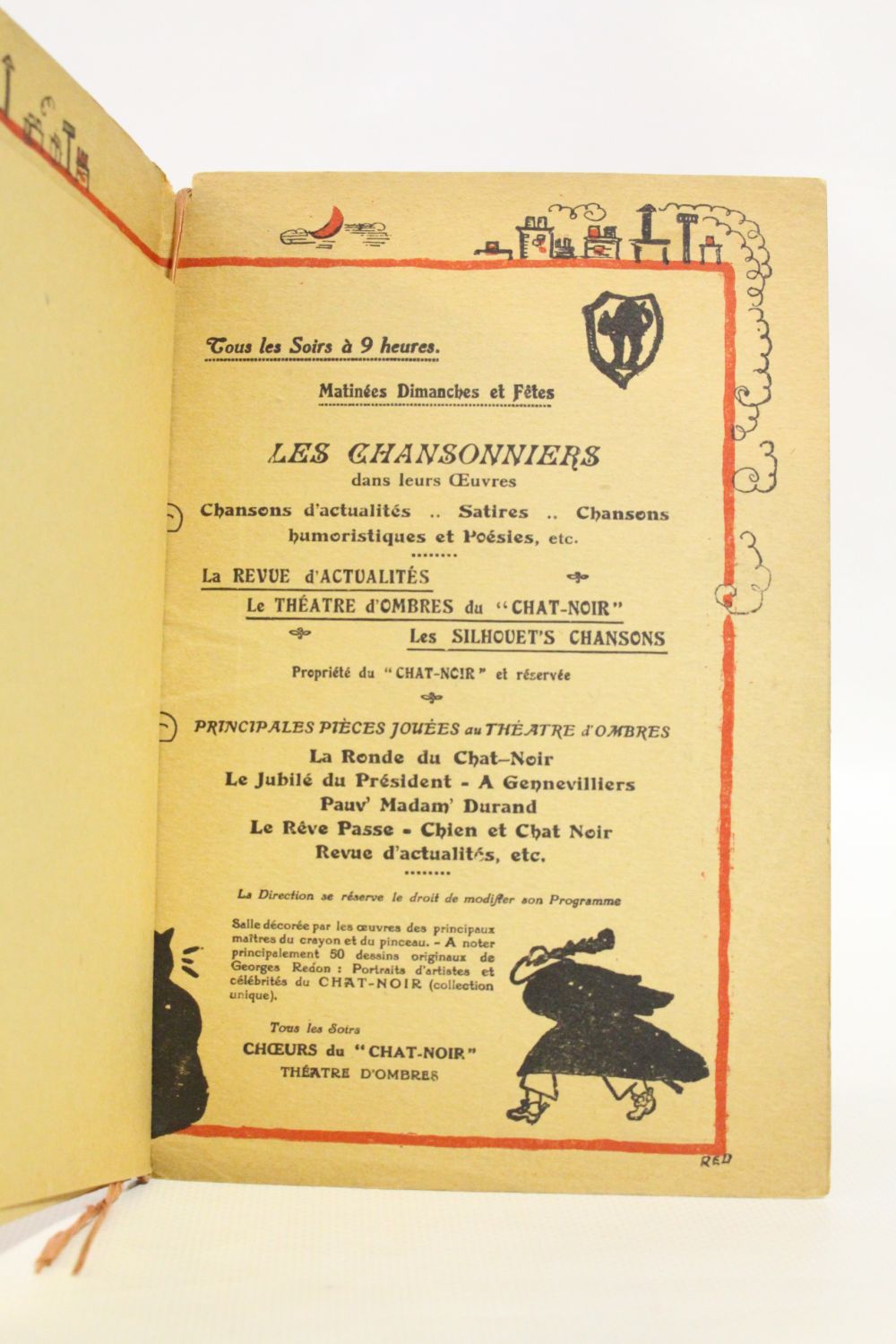 Collectif Programme Souvenir Du Cabaret Du Chat Noir First Edition Edition Originale Com