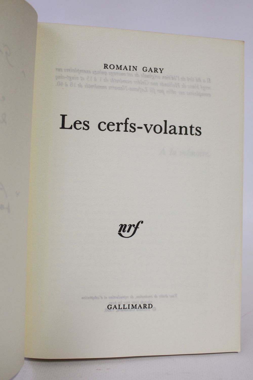 Romain Gary, Les cerfs-volants. Paris, NRF Gallimard, 1…