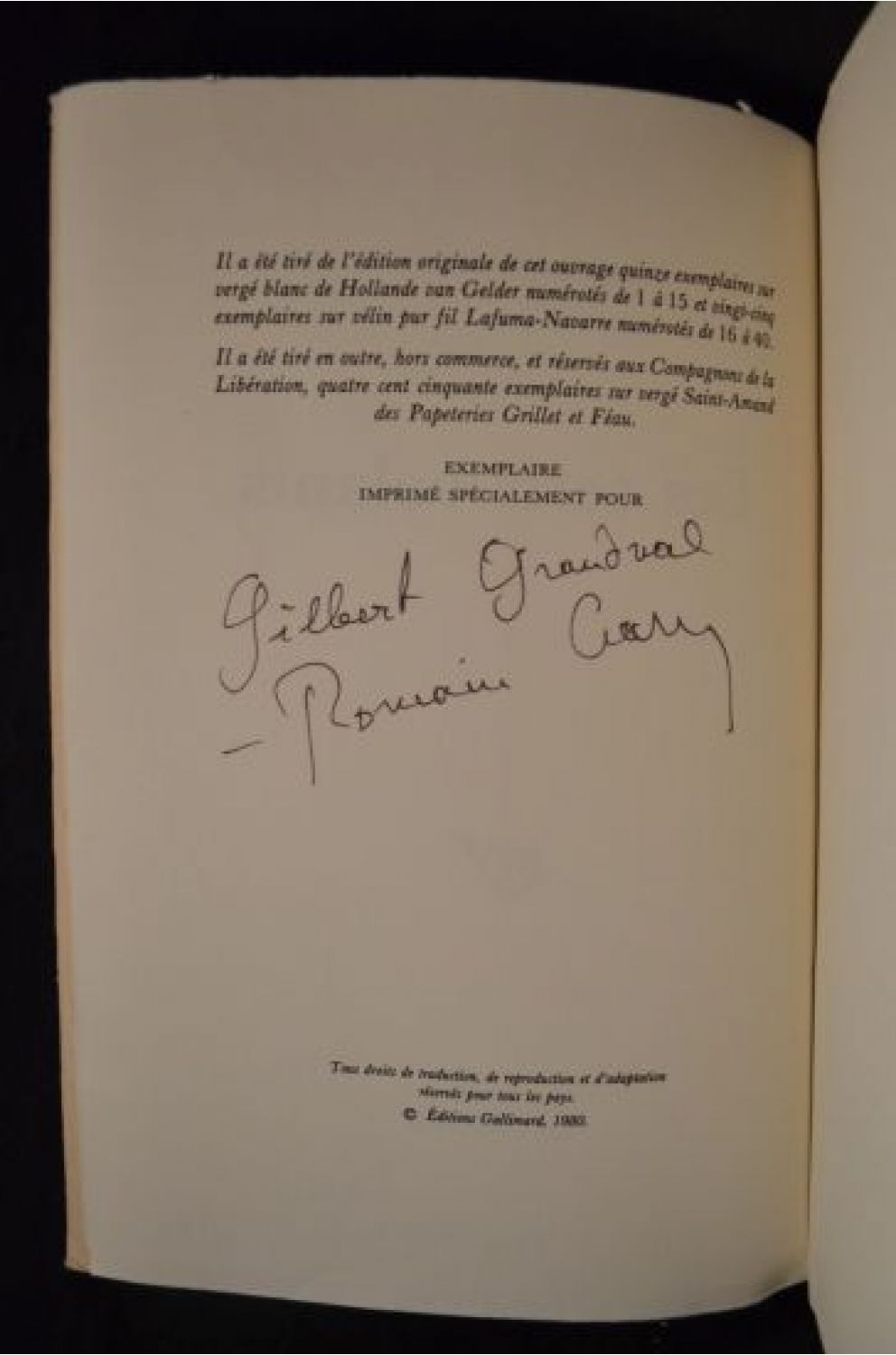 GARY : Les cerfs-volants - Autographe, Edition Originale 