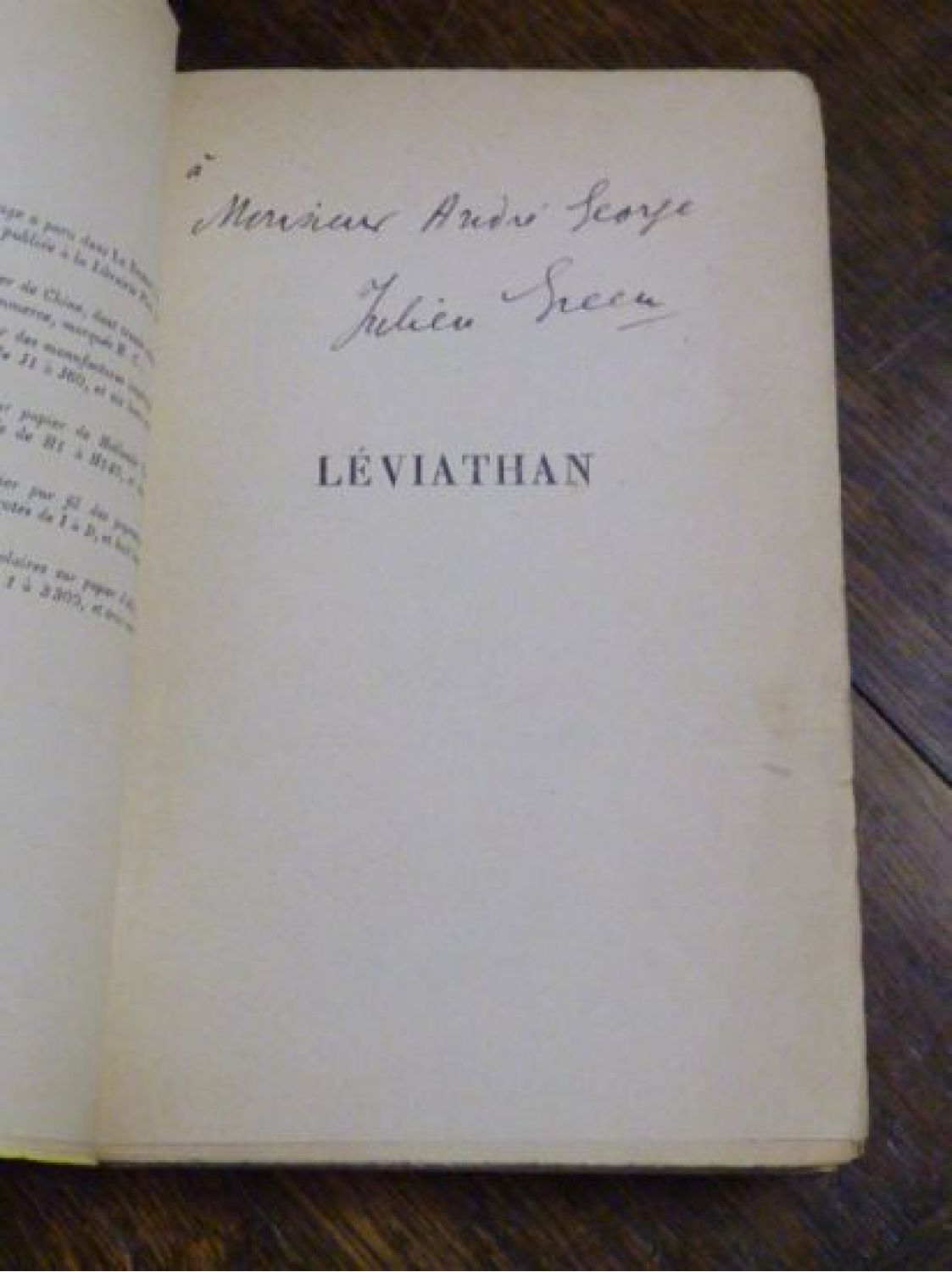 GREEN : Léviathan - Signed book, First edition - Edition-Originale.com