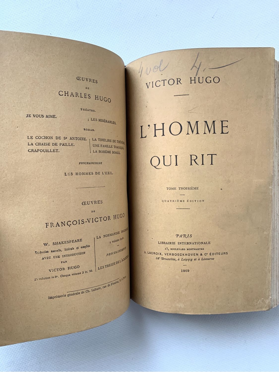 HUGO : L'homme qui rit - First edition 