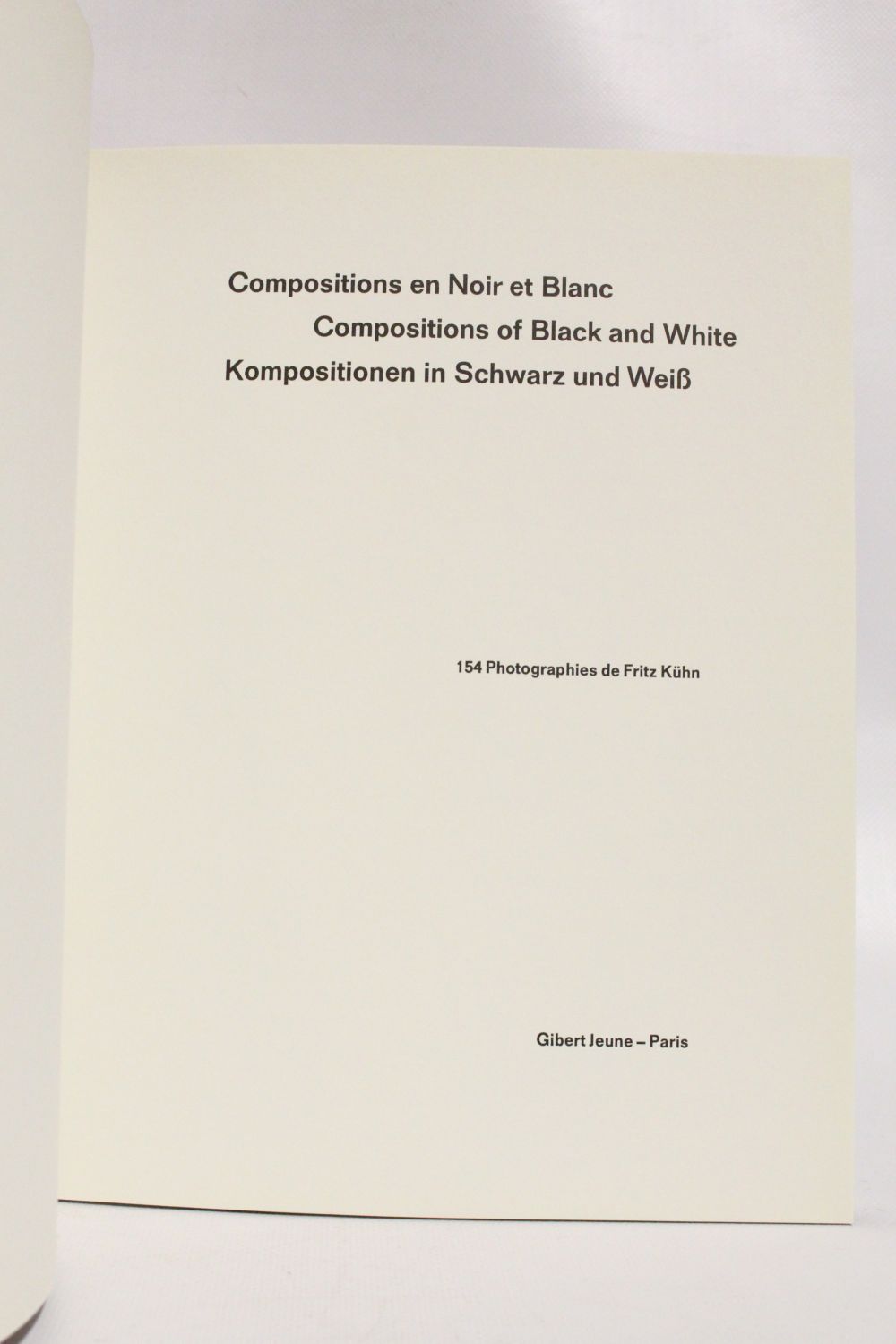 KUHN : Compositions en noir et blanc - Edition Originale - Edition