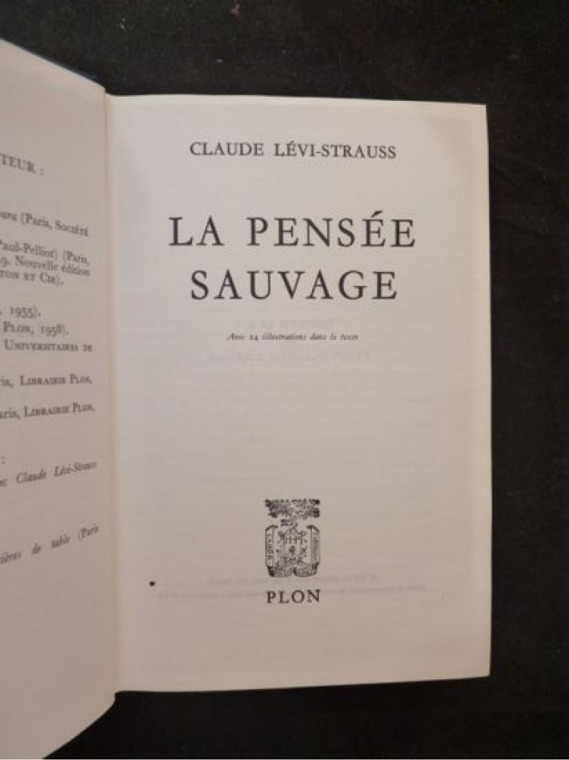 LEVI-STRAUSS : La pensée sauvage - Edition Originale Edition-Originale.com
