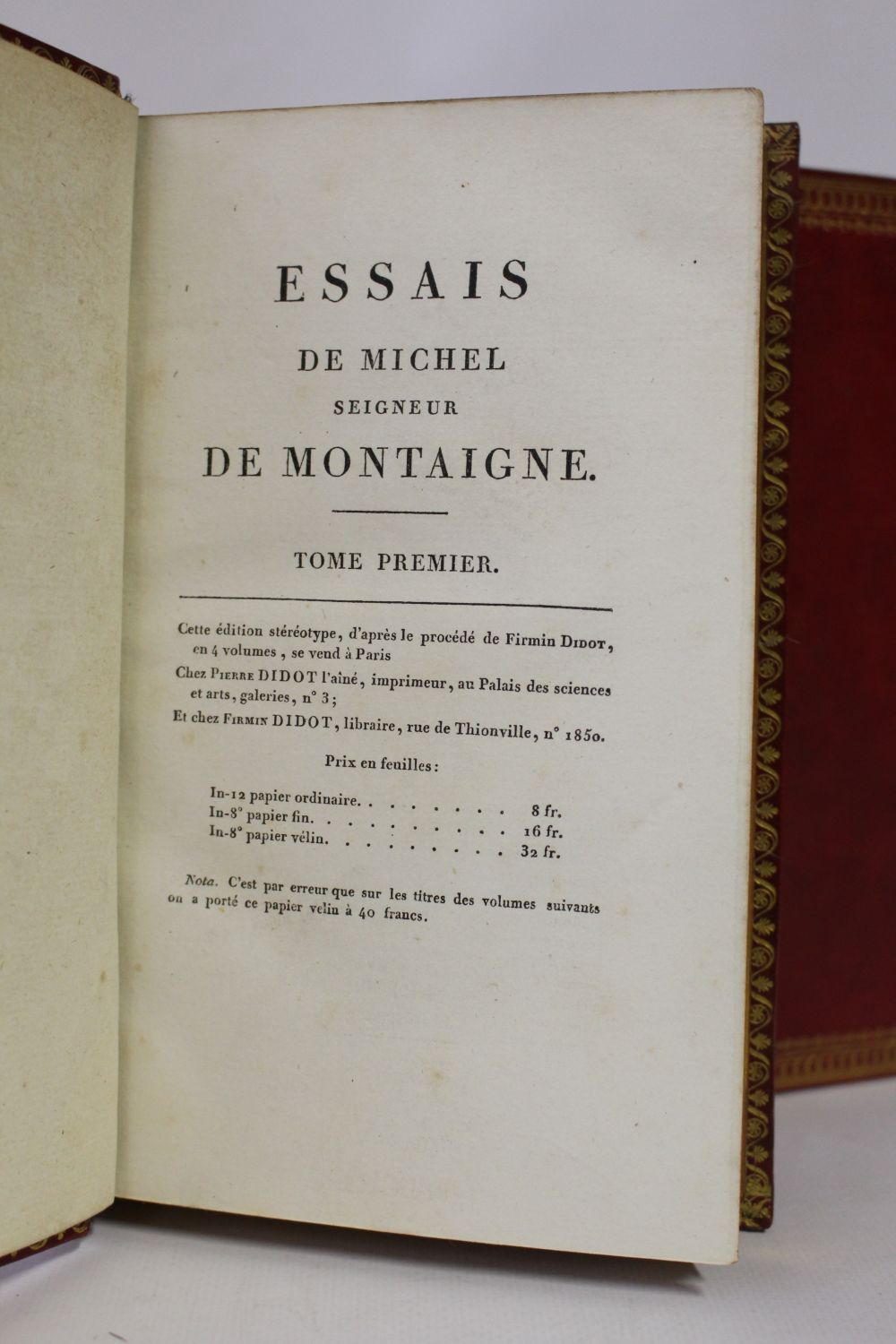 MONTAIGNE : Essais de Michel Seigneur de Montaigne - Edition-Originale.com