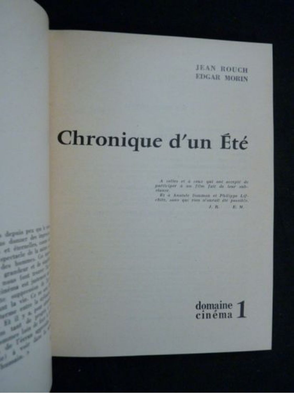 MORIN : Chronique d'un été - Signed book, First edition - Edition ...