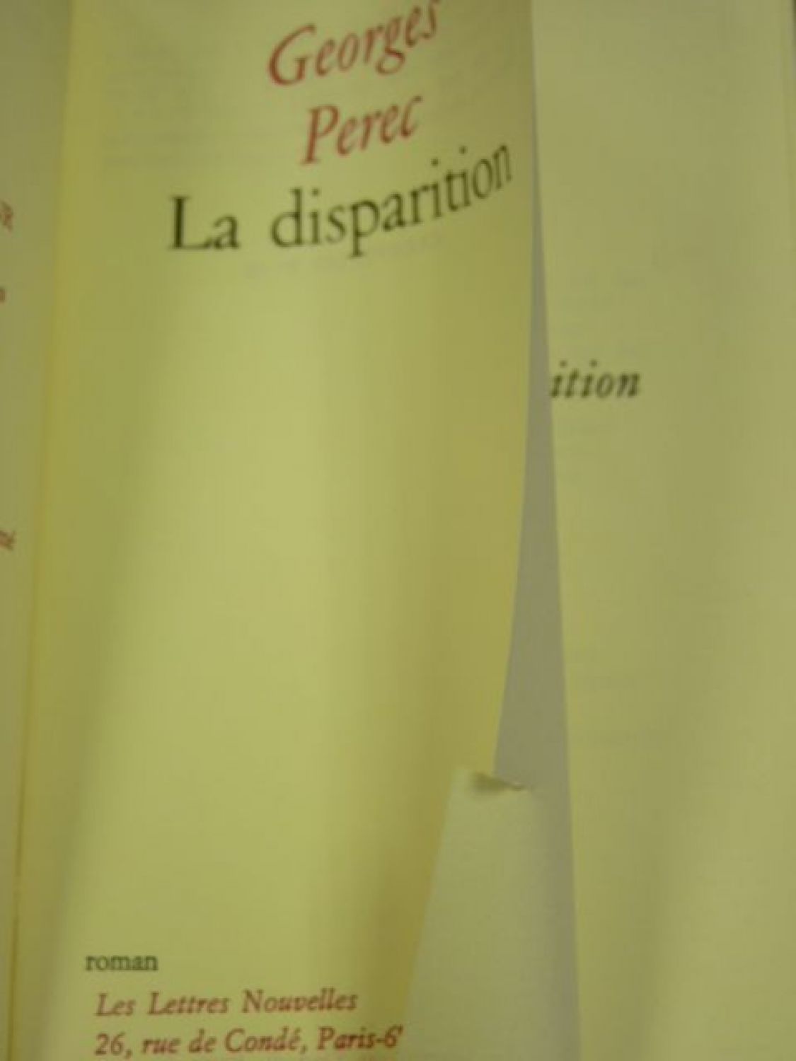 PEREC La disparition - First edition