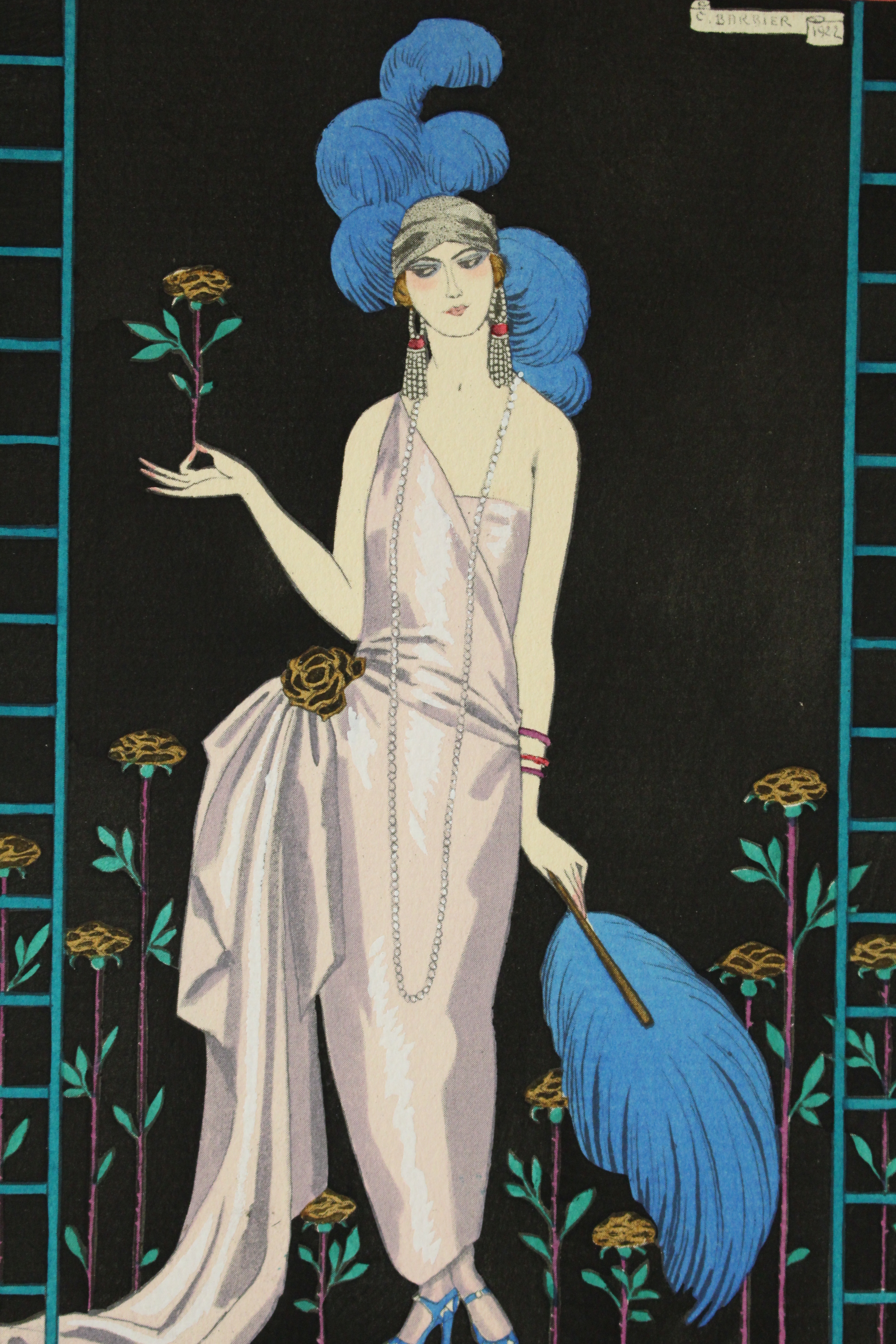 George BARBIER (Charles Frederick WORTH) La Roseraie. Robe du soir, de Worth (pl.21, La Gazette du Bon ton, 1922 n°3)